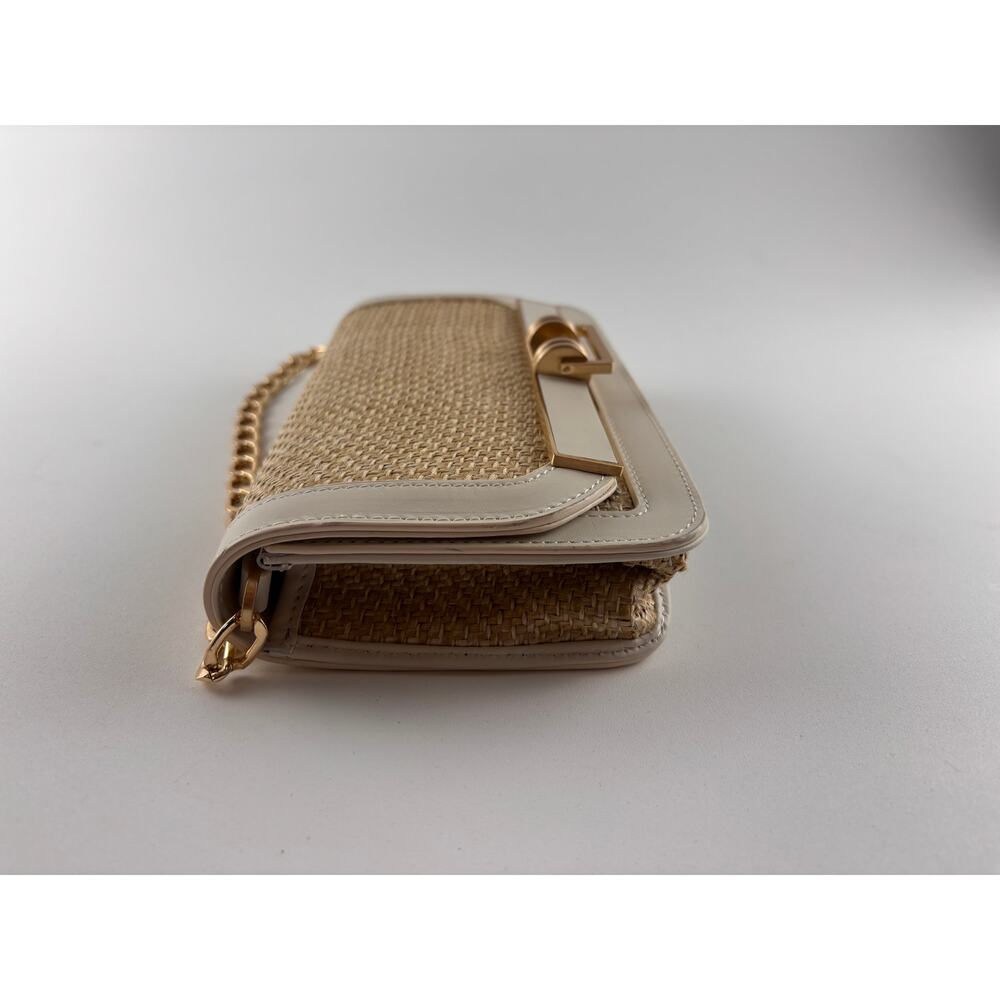 Reiss Lexi Raffia White Gold Chain Shoulder Bag - Picture 7 of 12